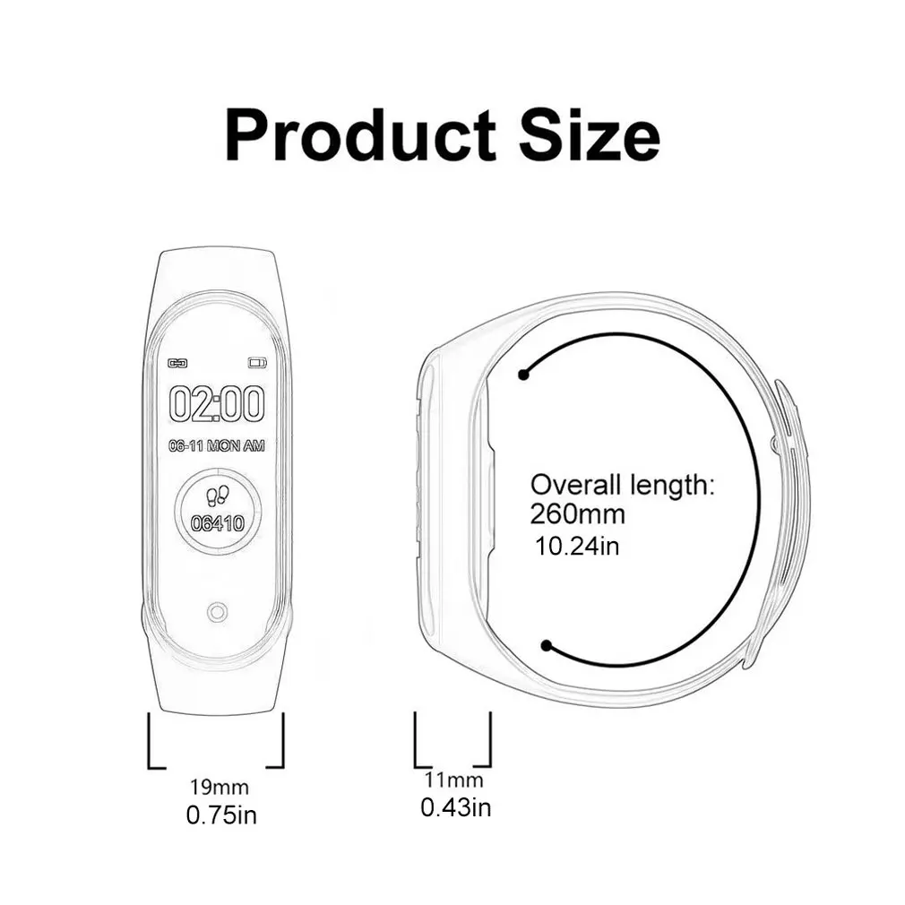 Умный Браслет M4 0 96 дюймов цветной экран Смарт-часы спортивный браслет трекер
