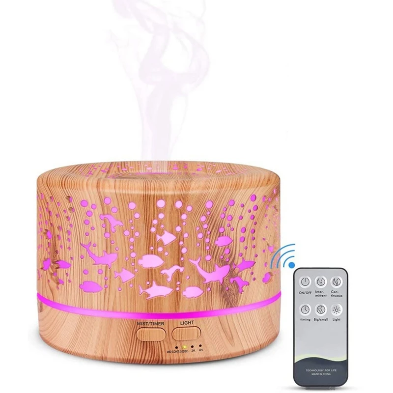 

Mist Humidifiers For Bedroom,700Ml Remote Control Essential Oil Diffuser With Color Lights Lovely Fish Pattern US Plug