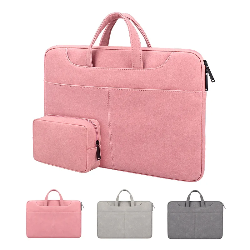 

New PU Leather Laptop Bag 13.3 14 15.6 inch Waterproof Notebook Case Sleeve For Macbook Air Pro 13 15 Computer Briefcase HandBag