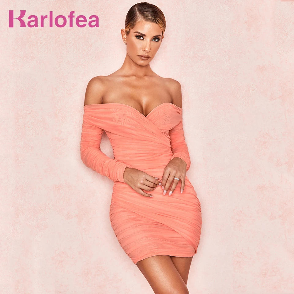 Karlofea женское элегантное Сетчатое мини платье с рюшами сексуальное Повседневное