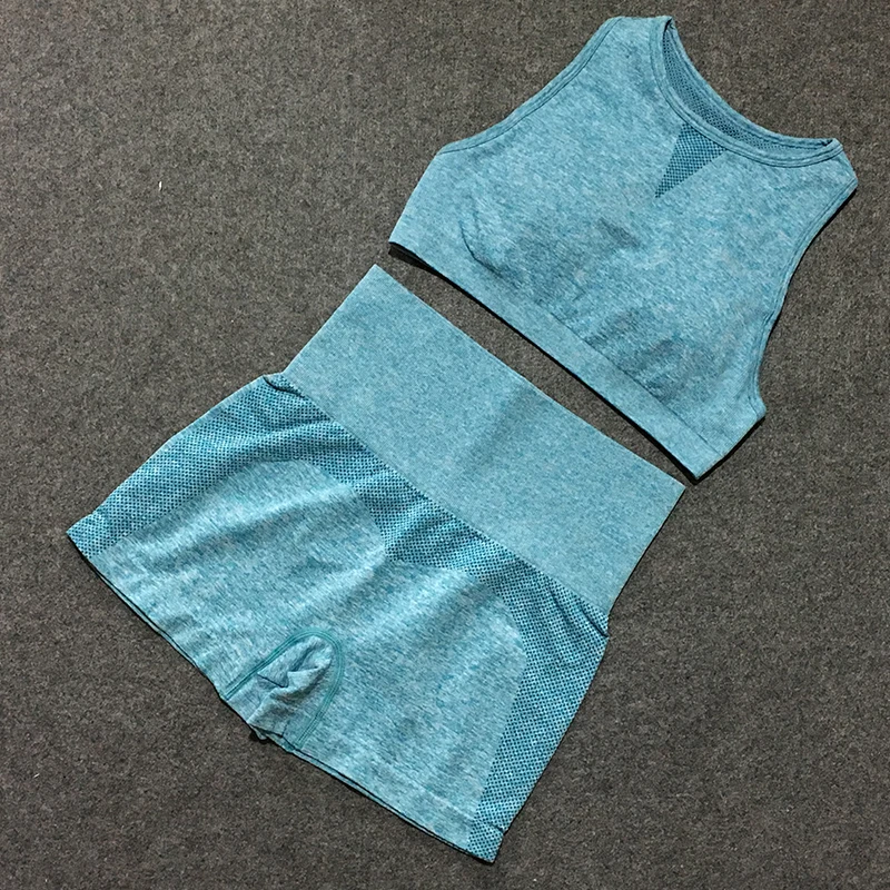 Женский спортивный комплект из 2 предметов для йоги эластичных шорт спортзала