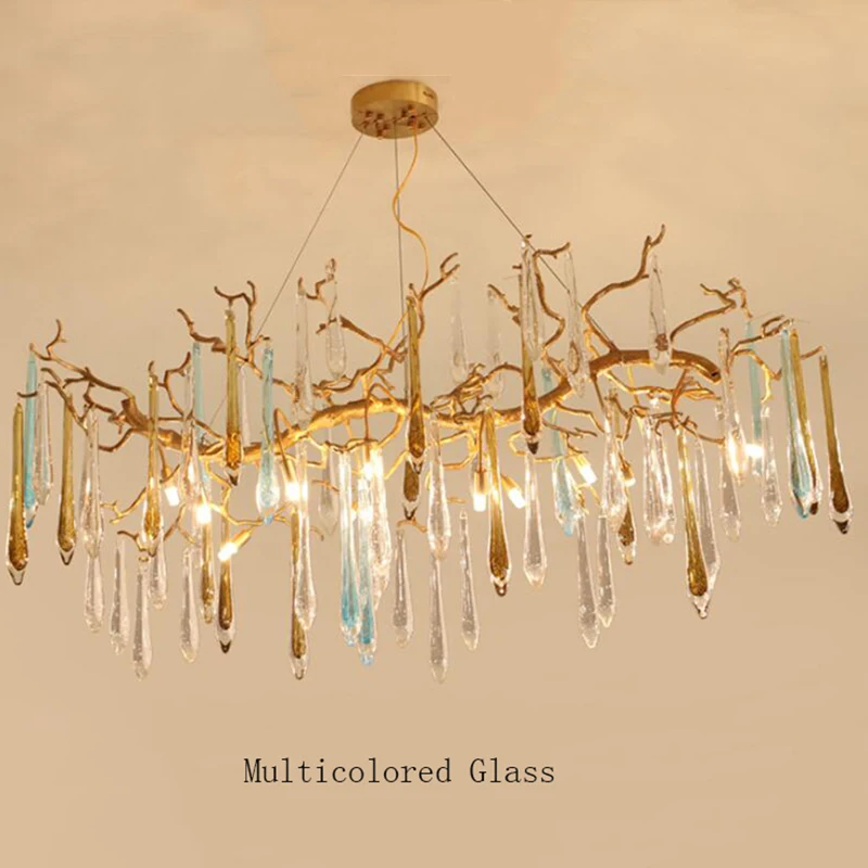 

jmmxiuz Modern Brass Crystal Chandelier Luminaire Luxury Bronze Chandeliers Glass Drop Pendant Hanged Light for Home Restaurant