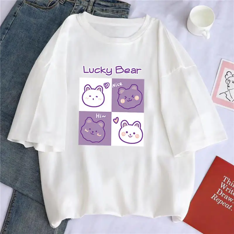 Женская свободная футболка с коротким рукавом фиолетовая круглым вырезом в