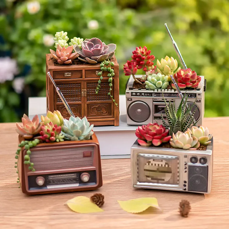 

1PC Retro Electrical Model Resin Flowerpot Succulents Potted Plants DIY Home Living Room Ornaments