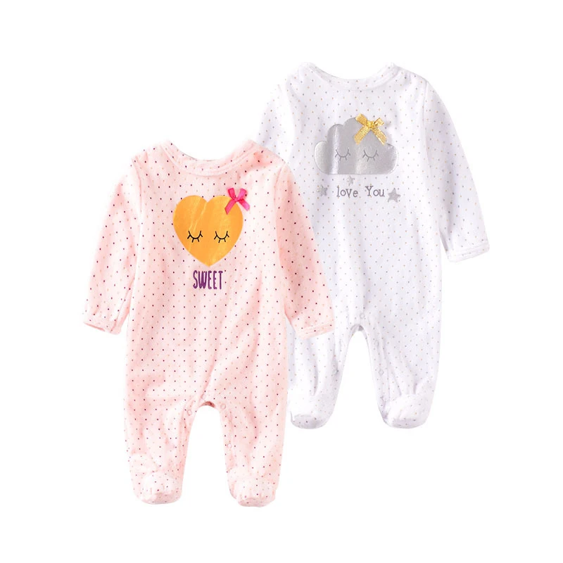 

Keescewow New Design Cute Infant Wrap Foot Jumpsuit 100% Cotton Comfortable High Quality Baby Unisex Bodysuit