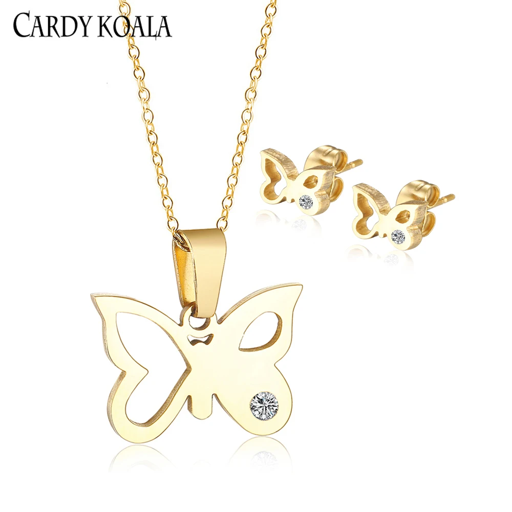 Cardy коала женские ожерелье серьги набор лист украшения из нержавеющей стали