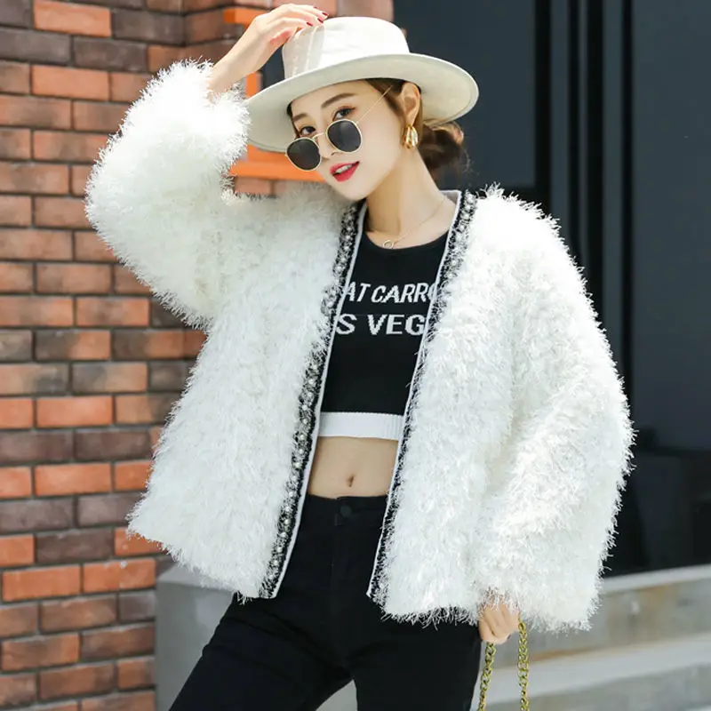 

Lamb Wool Jacket Winter Fur Jacket Women Fluffy Outfit Jackets Faux Fur Coat Imitation White Female Coat Overcoat Veste Femme