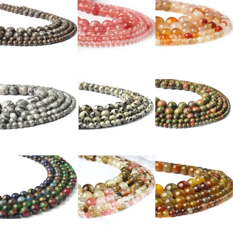 

Lanli fashion jewelry 4 / 6 / 8 / 10 mm natural stone pine bead series suitable for jewelry making DIY Bracelet Necklace