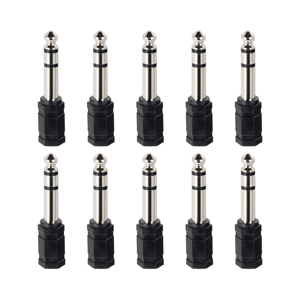 

10Pcs 6.35mm Male to 3.5mm Female Stereo Jack Female Audio Converter Adapter