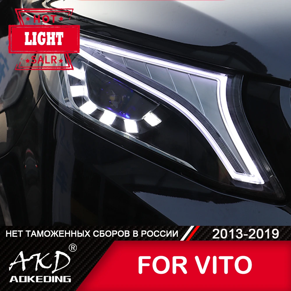 

Передняя фара для Benz VITO 2013-2019, фары, противотуманные фары, дневные ходовые огни DRL H7, стандартная Биксеноновая лампа, автомобильные аксессуары