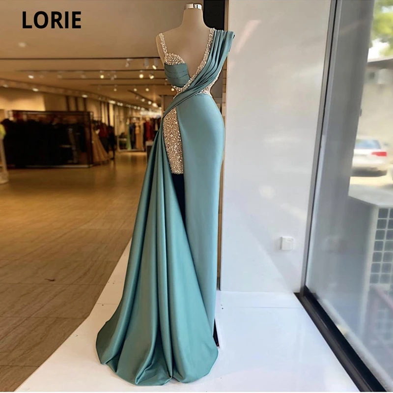 

Sparkly Beaded Mermaid Prom Dresses V Neck Crystal Dubai Glitter Robe De Soiree Arabic Evening Dress Women Party Gowns Vestidos