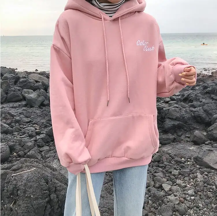 Женский свитшот с капюшоном и надписью в Корейском стиле ярких цветов | Женская
