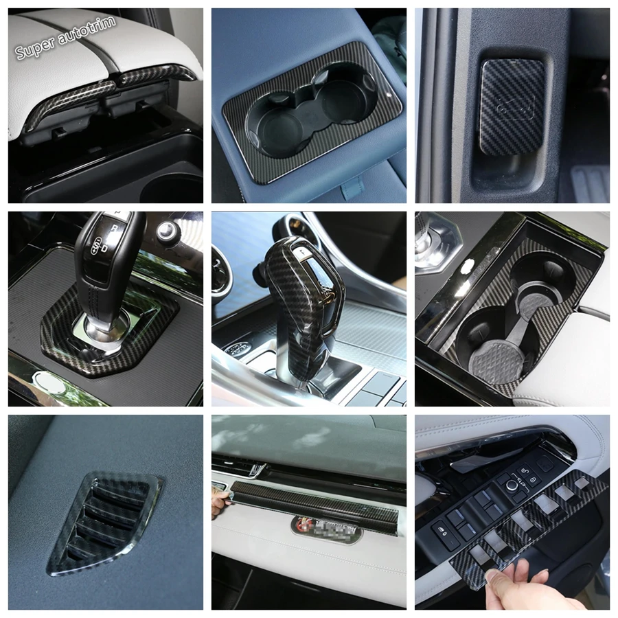 

Carbon Fiber Interior Refit Kit Gear Box Head / Air AC / Lift Button Panel Cover Trim For Range Rover Evoque L551 2020 - 2022