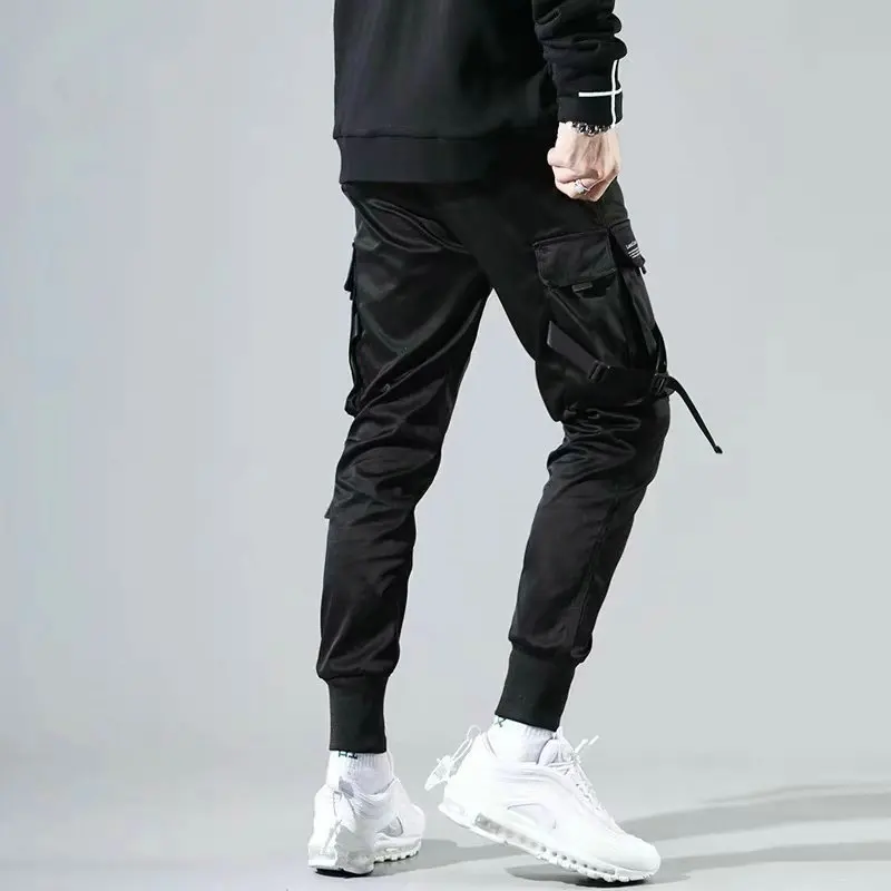 

2021 Ribbons Men Jogger Sweatpants Men's Cargo Pants Streetwear Hip Hop Casual Black Harem Pants Male Harajuku Fashion Trousers