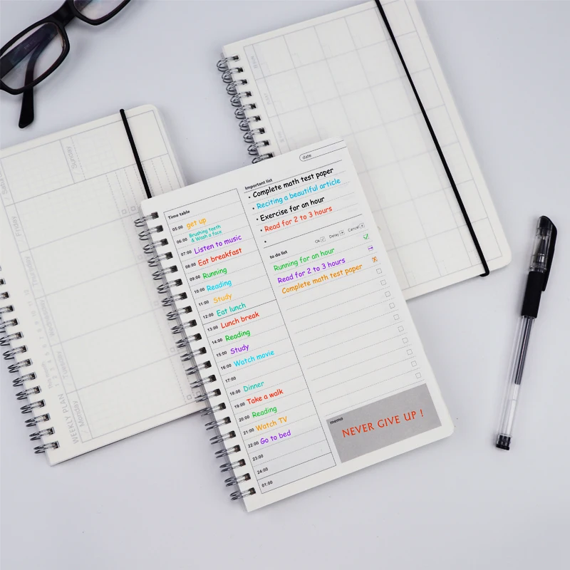 

New 2021 Notebooks Agenda Daily Weekly Monthly Plan Spiral Organizer A5 Note Books Monthly Transparent Schedule Agenda Planner