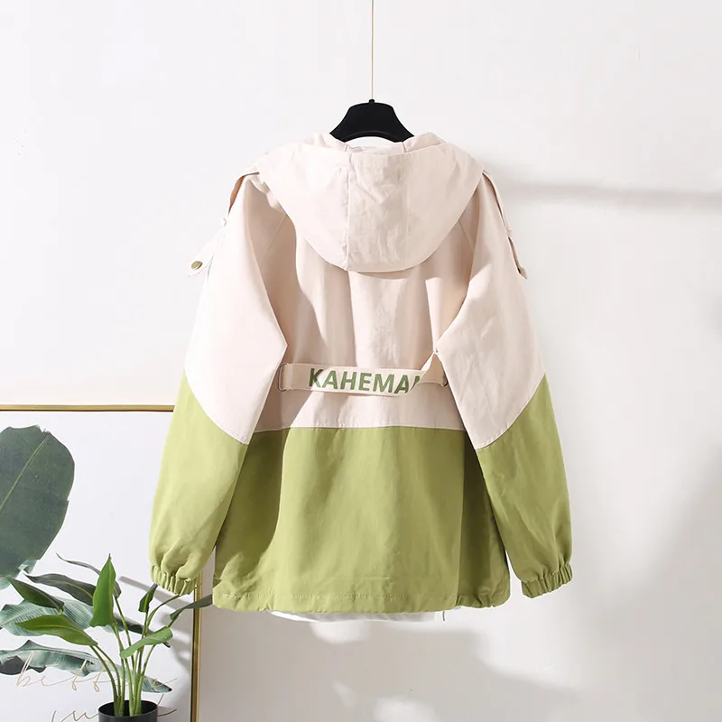 

2020 Autumn New Windbreaker Women Jacket Hooded Zipper Coat Long Sleeve Casual Harajuku Streetwear Jackets Female Outerwear P690