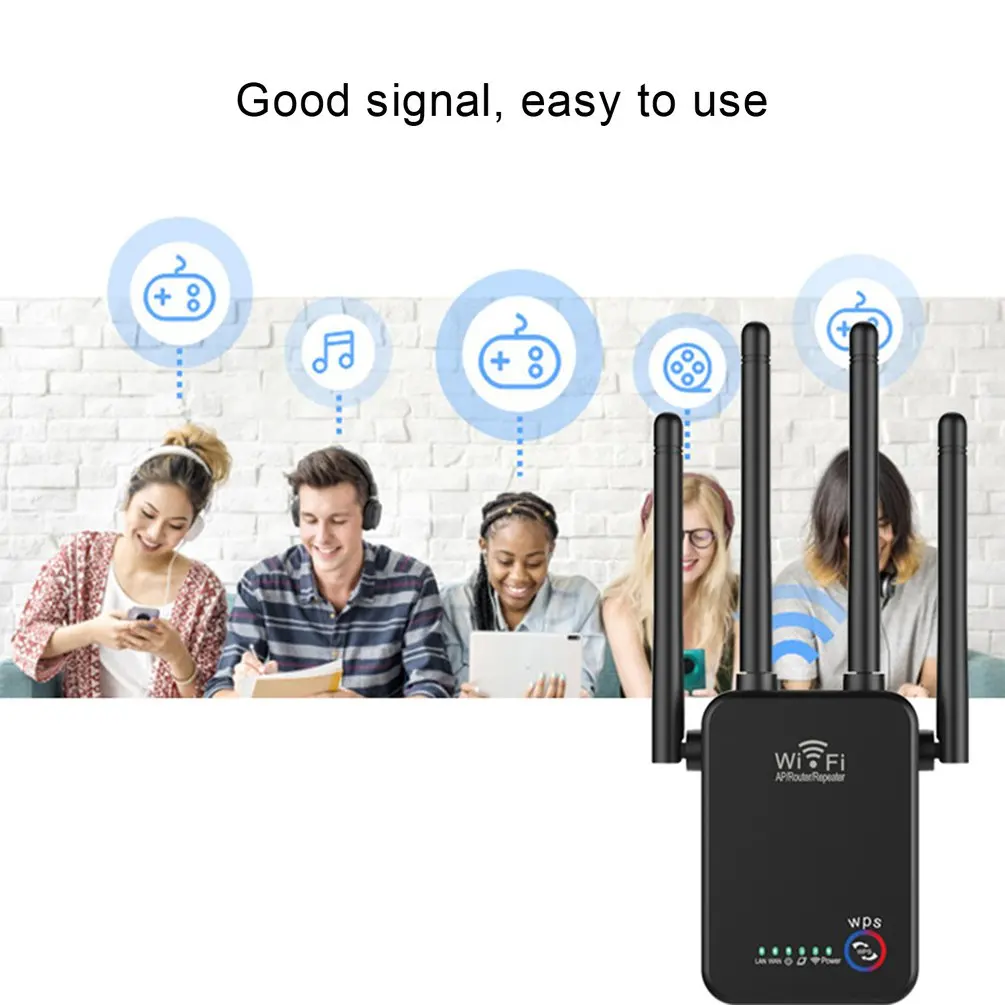 Wireless Range Extender Wifi Repeater for Wireless Router 1000Mbps Dual Band 2.4GHZ Wi-Fi Signal Home Internet Amplifier