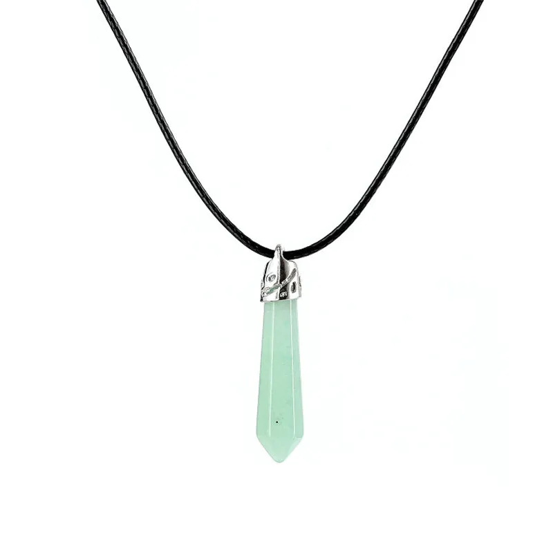Natural Quartz Pendant Stone Hexagonal Pillar Pendants Necklace Chakra Healing Crystal Point Gem Necklaces For Women Jewelry
