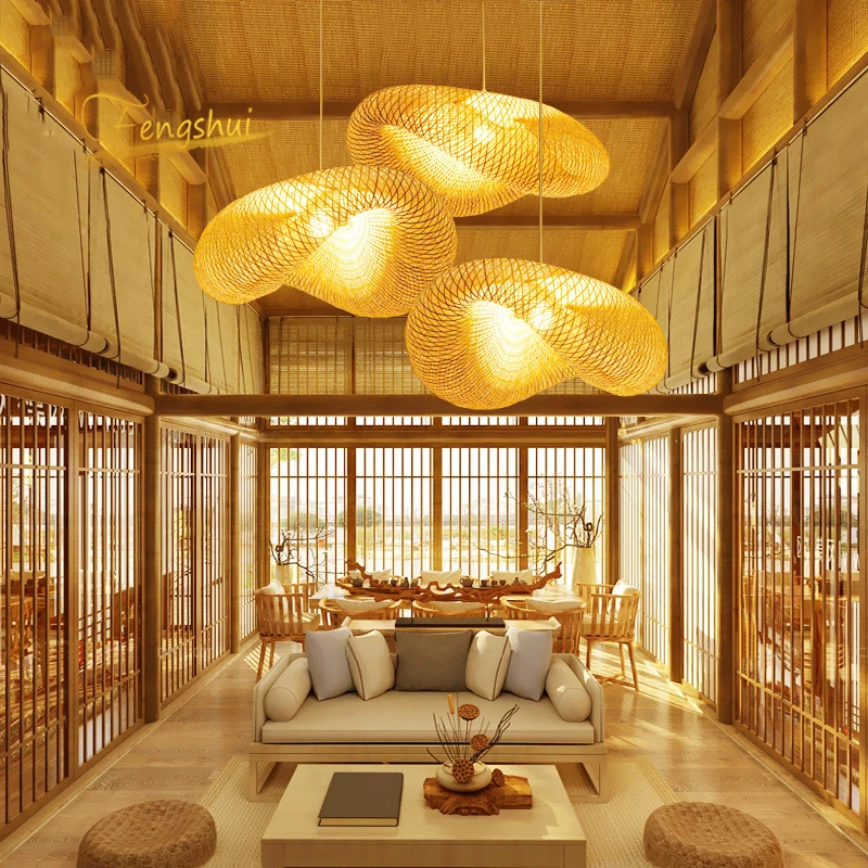 Китай бамбука арт подвесной светильник ресторан отеля Подвесная лампа из