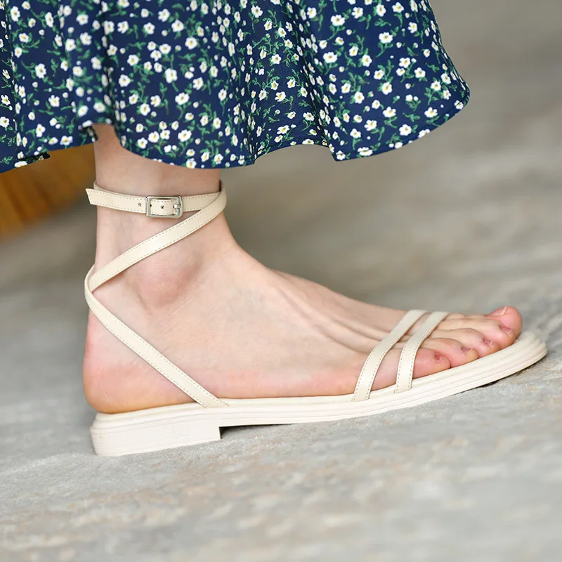 

2021 Sandals Clear Heels Flat Summer Shoes Woman Soft Suit Female Beige All-Match New Fashion Without Girls Comfort Black