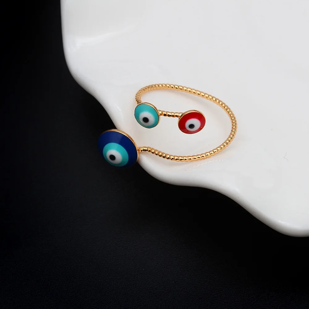 Красочное эмалированное простое массивное позолоченное кольцо сглаза для