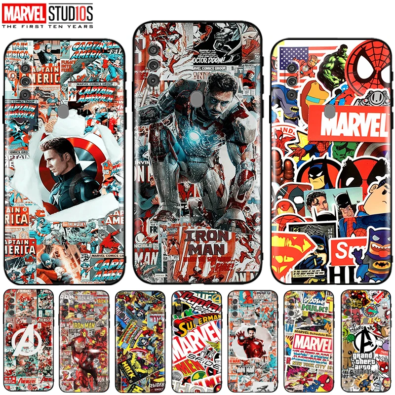 

Phone Case For Samsung Galaxy M11 Soft Coque Cover Marvel Avengers Comics Iron Man SpiderMan Venom Deadpool Hulk