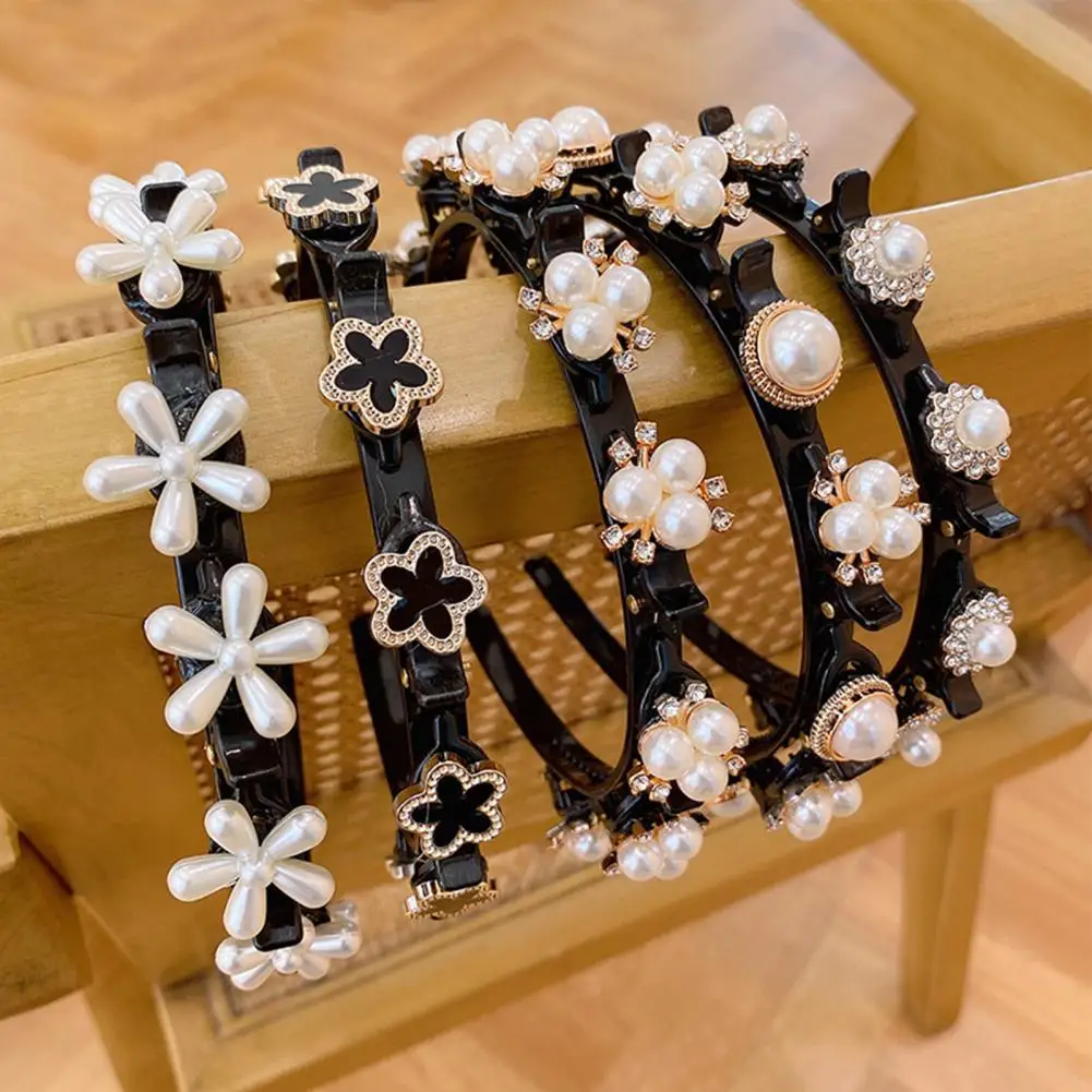 

Beautiful Lady Headband Eco-friendly Attractive Resin Imitation Pearls Hair Hoop Decoration for Women Daily Wear