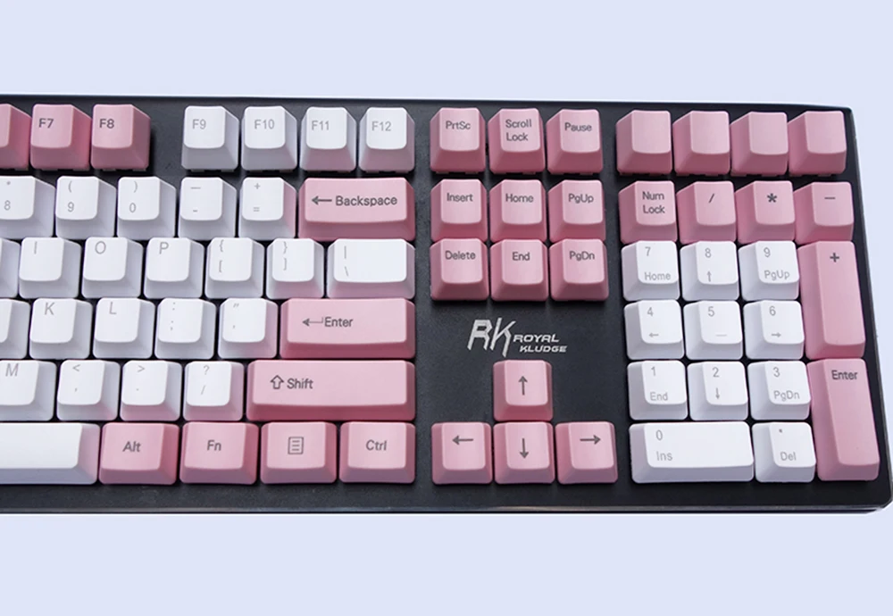 Колпачки для клавиш NPKC OEM PBT розово белые смешанные клавиши ANSI макет 61 клавиша 87 108