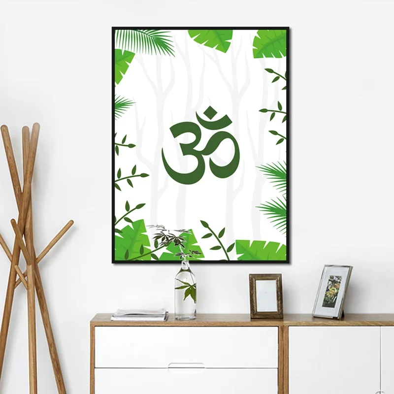 

Modern Minimalist Buddha Word Poster Print Letters And Plant Canvas Painting Pictures Home Wall Art Aisle Modern Decoration