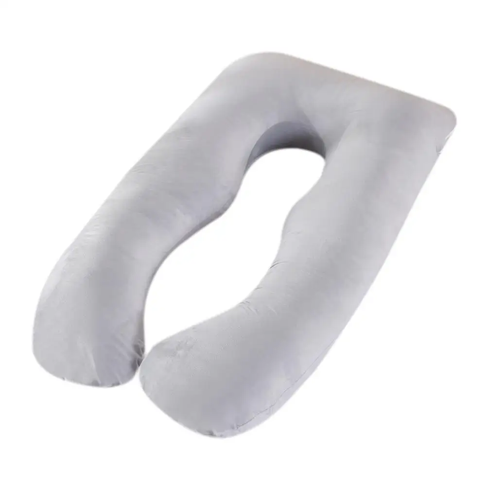 Light Grey B Подушка из чистого хлопка, u-образная Подушка для беременных, полосатая серая Подушка для сна для беременных женщин - Цвет: Light Grey B