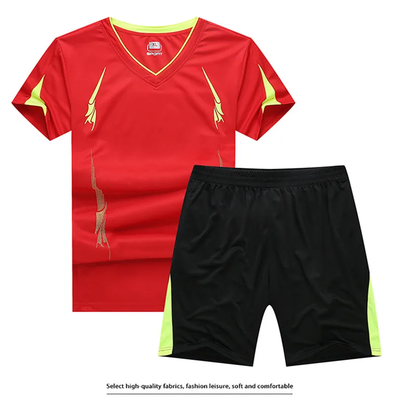 

Summer Men Tracksuit Sets Short Sleeve Tops VogueQuick Drying Shorts Men Set 2 Pieces t-shirt + Shorts Runner Sportswear 8XL