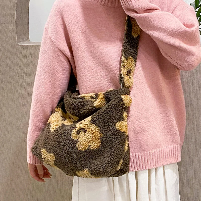 

Plush Crossbody Bags For Girls Soft Lambswool Messenger Bags Female 2022 Japanese Style Student Kawaii Messenger Bag Bolsa Mujer