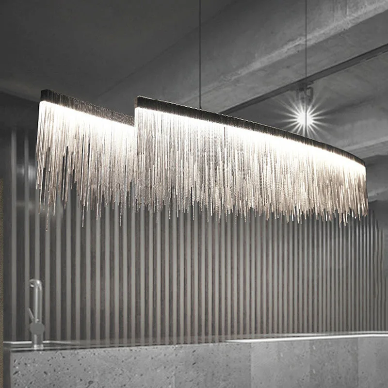 

Modern LOFT Chandelier Lighting Remote Dimmable Changing Ceiling Chandeliers Tassel Aluminum Chain Chandeliers Lighting Fixtures