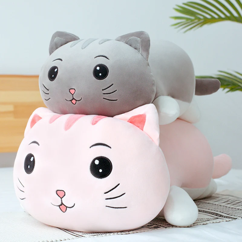 

Новая Милая Лежащая кошка 60-90 см, большая мягкая плюшевая игрушка, подушка для сна, креативный подарок на день рождения для девочки