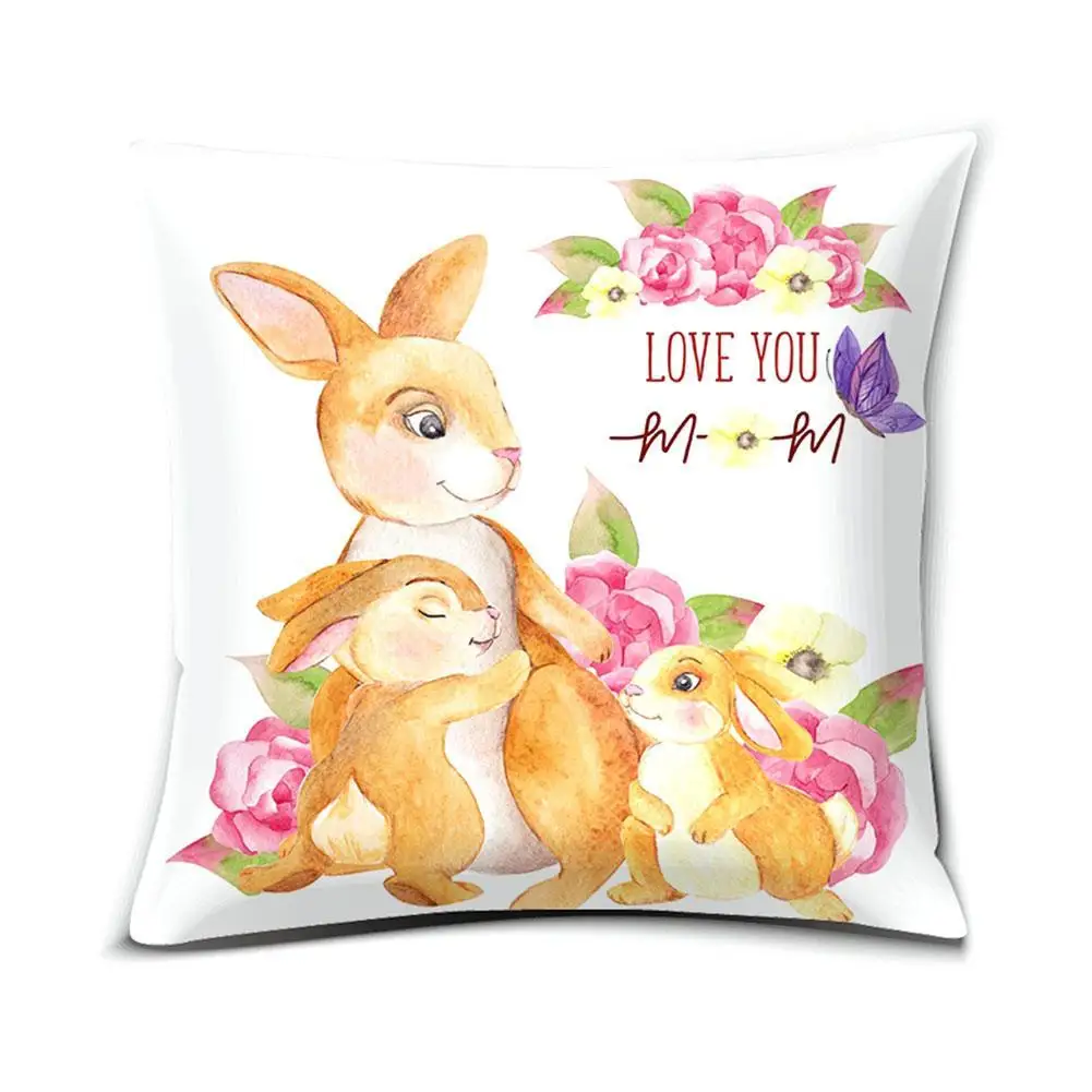 

Easter Egg Rabbit Linen Cushion Cover Sofa Office Pillowcase Decor Cushion Decor Home Car Easter Cover Party Cushion Seat L4L3