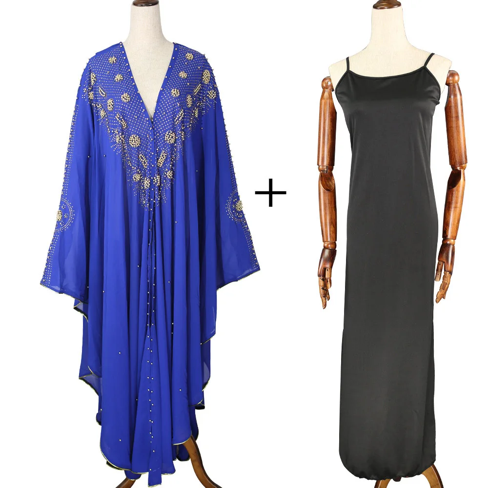 Мусульманское Макси платье Abaya Jilbab однотонное двухкомпонентное длинное кафтан с
