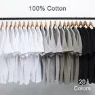 Футболки мужские и женские, из 100% хлопка, облегающие, однотонные, с круглым вырезом