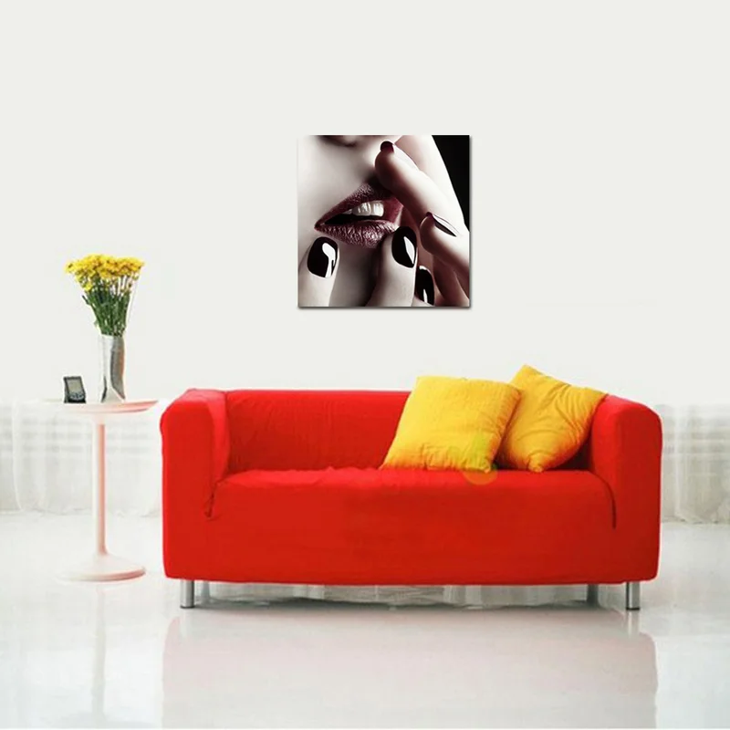 Картины с красными губами холст настенное искусство постер сексуальной женщиной