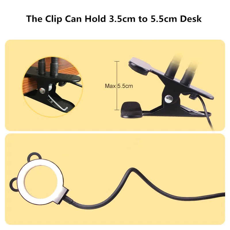 Кольцевой светильник в виде милой панды для селфи с гибкой длинной рукояткой