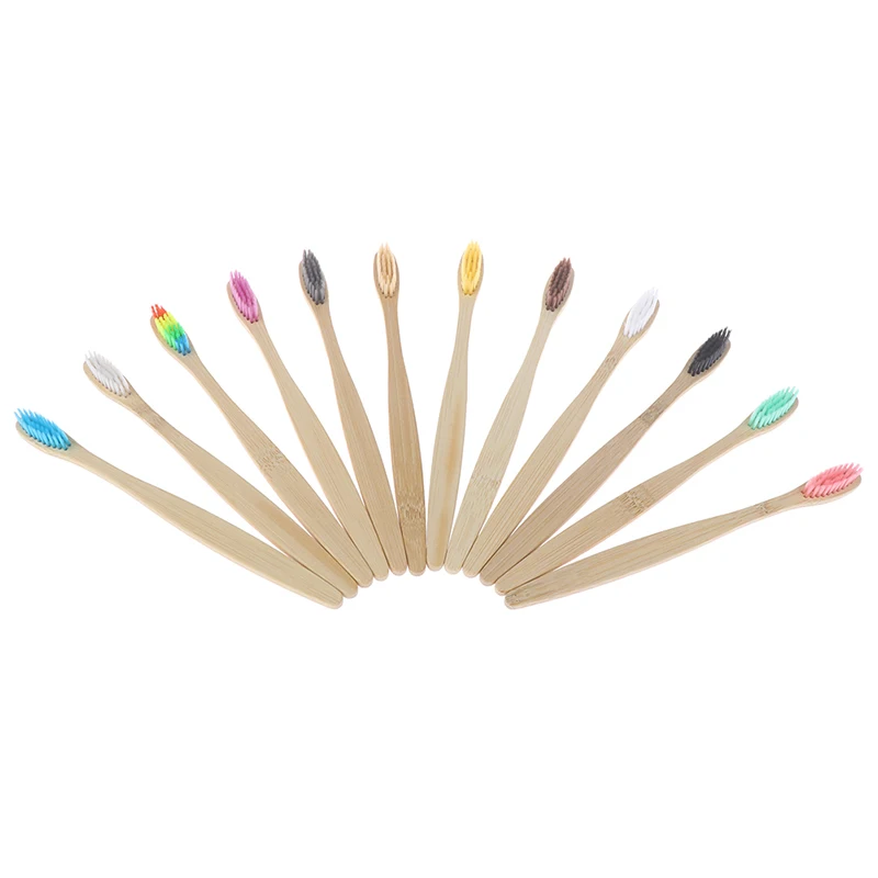 

12p Natural Pure Bamboo Toothbrush table Soft Hair Tooth Brush Eco Friendly