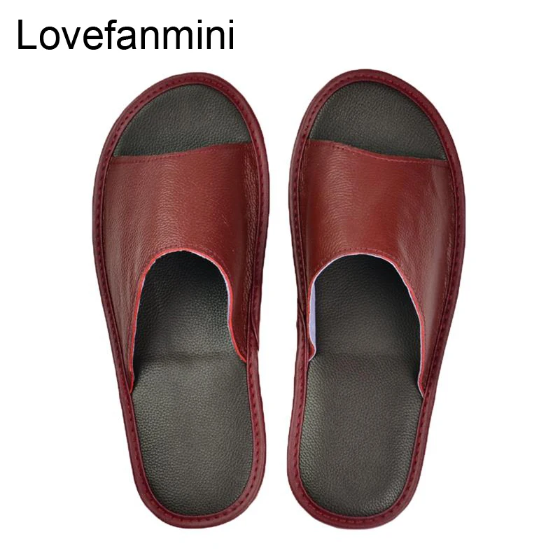 Тапочки из натуральной коровьей кожи для мужчин и женщин Нескользящие домашние