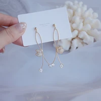 14k real gold fashion jewelry crystal butterfly exquisite long earrings for woman holiday party elegant zircon earring