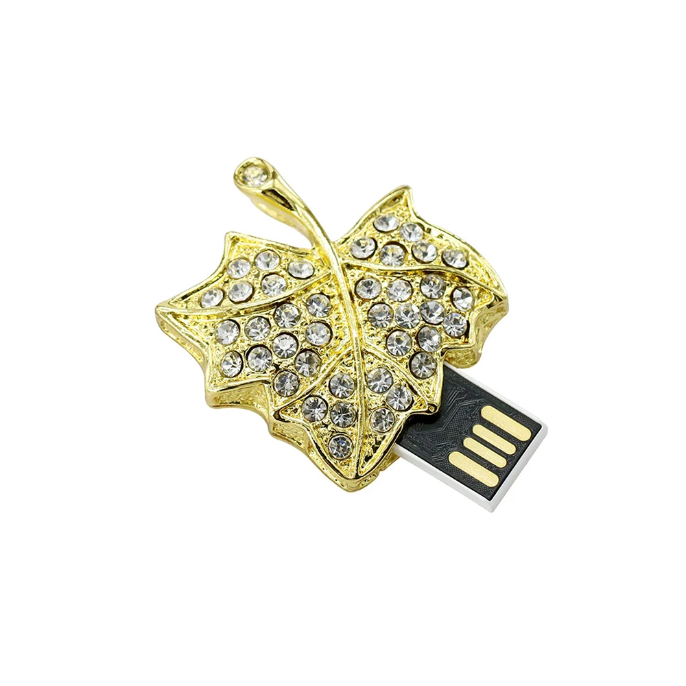 Хрустальный лист USB флеш накопитель 128G Pen Drive Ожерелье Кулон с листьями 64GB 32GB 16GB 8GB
