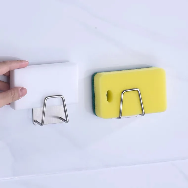 

Holder Hook Self Adhesive Drying Rack Kitchen Wall Hooks Accessories Storage Organizer Kitchen Stainless Steel Sink Sponges