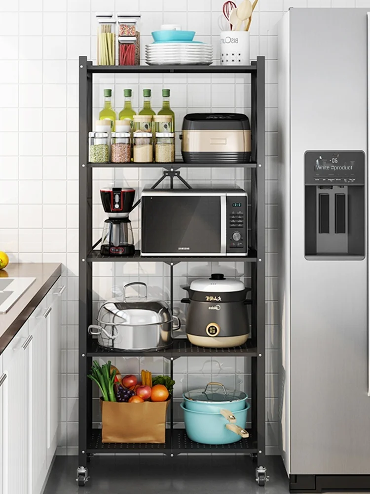 

Foldable Kitchen Storage Rack Floor Multilayer Storage Installation-Free Pot Rack Storage Rack Shelf