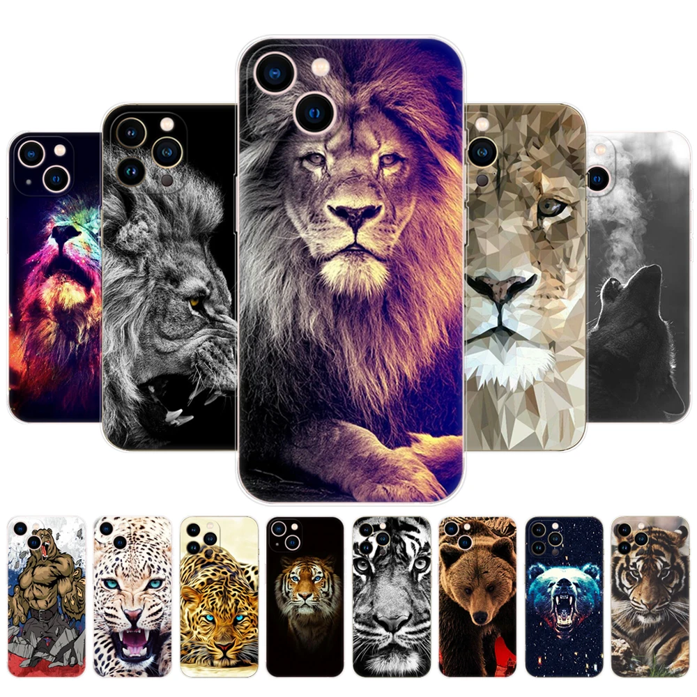 Чехол для iphone 13 чехол mini Pro Max Apple iPhone13 iphone13Pro 13Pro волк тигр Лев медведь | Мобильные