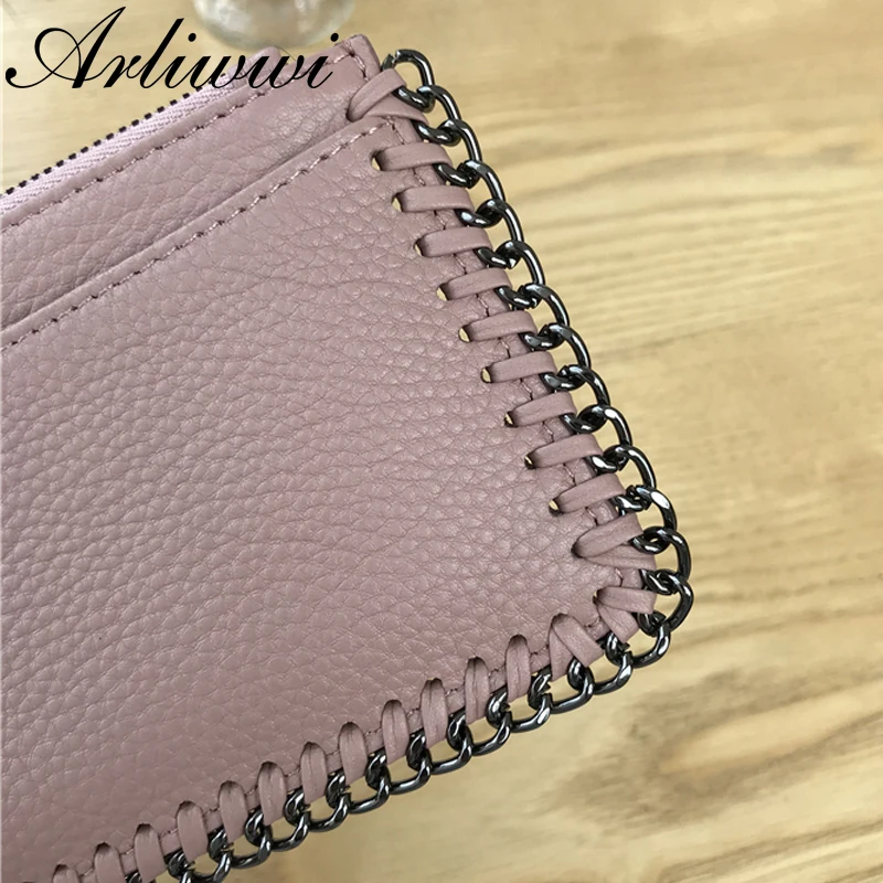 Arliwwi новые женские кошельки из натуральной кожи простые цепи мини личность малым