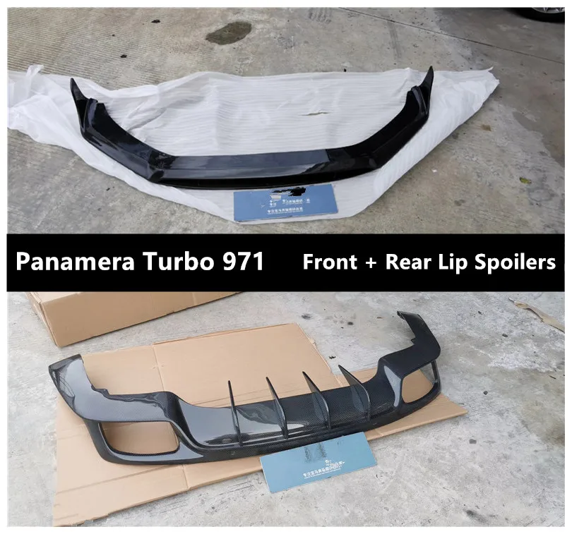 Panamera Turbo 971 Передняя Задняя сторона юбка выступ Спойлеры для Porsche Panamera 971 Turbo бампер диффузор спойлер из углеродного волокна - Цвет: Panamera Turbo 971