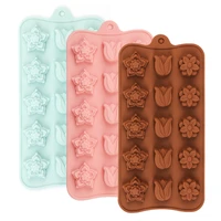 silicone chocolate molds 15cavity tulip flower wedding candy baking molds cupcake decorations cake mold cute mold 3 color