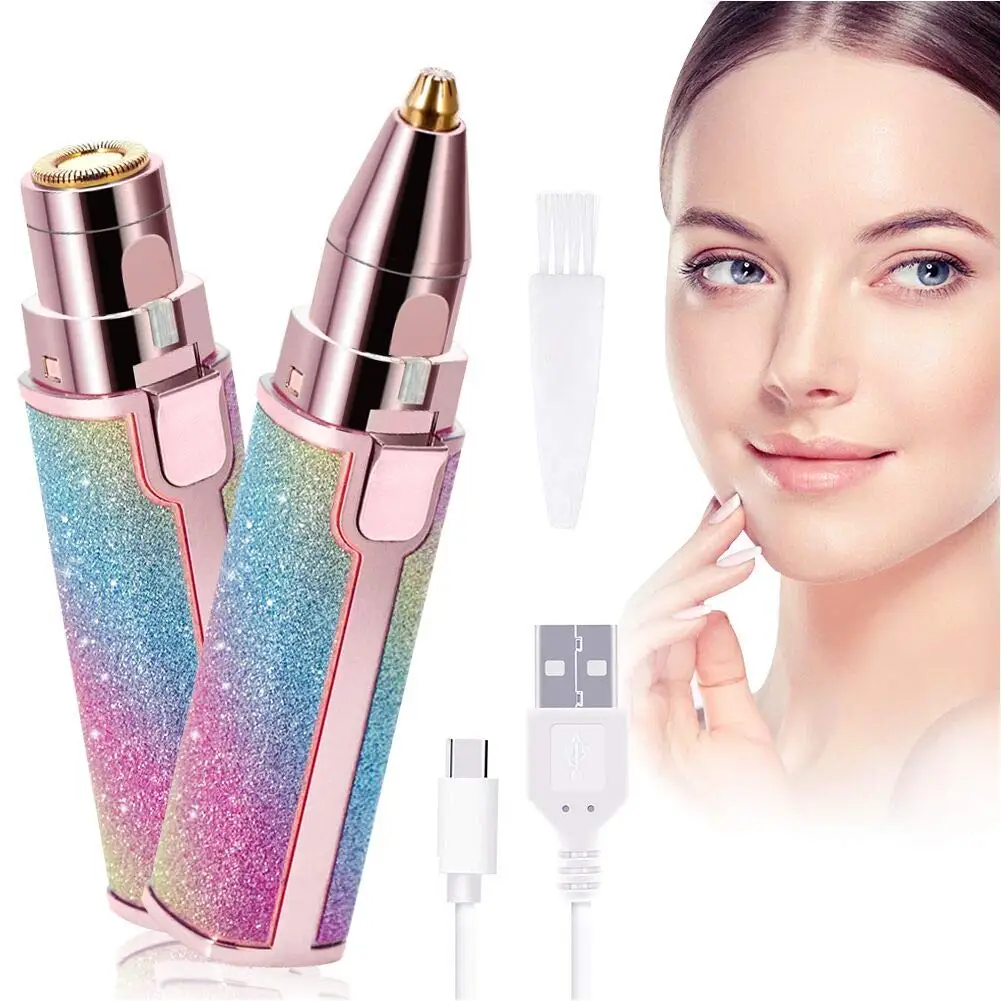 

Epilator For Women Hair Removal 2 In 1 Rechargeable Eyebrow Trimmer Body Facial Hair Remover Shaving Mini Painless Rozor Shaver